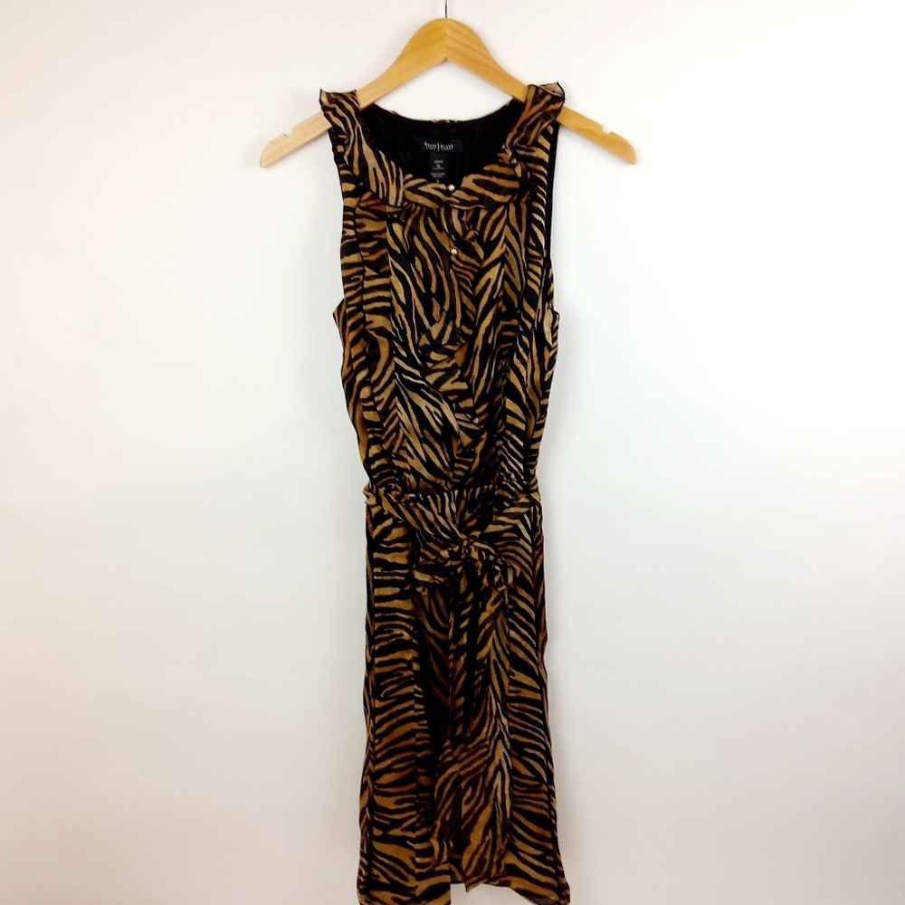 White House Black Market Silk Tiger Print Dress 10